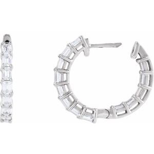 14K White Gold 3 CTW Lab-Grown Diamond Inside-Outside 21.2 mm Hoop Earrings