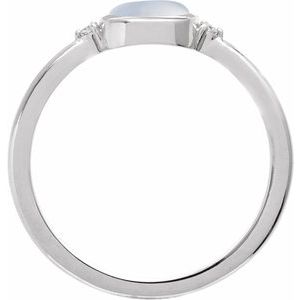 Sterling Silver Natural Rainbow Moonstone & .03 CTW Natural Diamond Ring