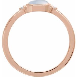 14K Rose Gold Natural Rainbow Moonstone & .03 CTW Natural Diamond Ring