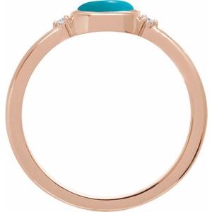 14K Rose Gold Natural Turquoise & .03 CTW Natural Diamond Ring