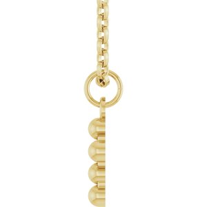 14K Yellow Gold Beaded Cross 18" Necklace