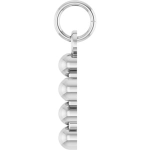 14K White Gold Beaded Cross Pendant