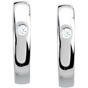 18K White Gold .04 CTW Natural Diamond 13 mm Hoop Earrings