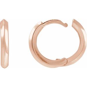 14K Rose Gold Knife-Edge Hinge 15 mm Hoop Earring