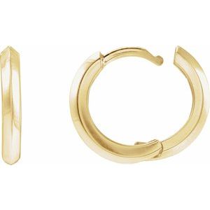 14K Yellow Gold Knife-Edge Hinge 15 mm Hoop Earring