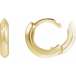 14K Yellow Gold Knife-Edge Hinge 10 mm Hoop Earrings