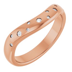 14K Rose Gold 1/8 CTW Natural Diamond Contour Band