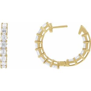 14K Yellow Gold 3 CTW Natural Diamond Inside-Outside 21.2 mm Hoop Earrings