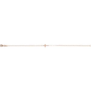 14K Rose Gold Sideways Cross 7" Bracelet