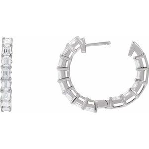 14K White Gold 3 CTW Natural Diamond Inside-Outside 21.2 mm Hoop Earrings
