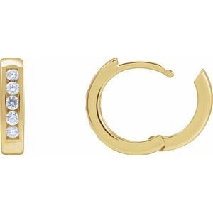 14K Yellow Gold 1/3 CTW Natural Diamond 14 mm Hinged Hoop Earrings