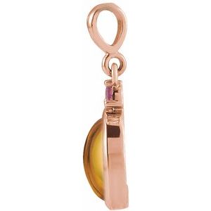 14K Rose Gold 8x6 mm Natural Citrine & Natural Pink Tourmaline Pendant