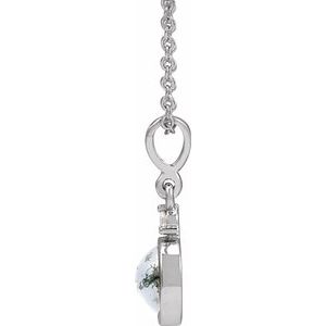 14K White Gold 6 mm Natural Moss Agate & .03 CTW Natural Diamond 16-18" Necklace