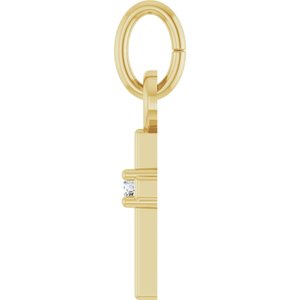 14K Yellow Gold .005 CT Natural Diamond Cross Pendant
