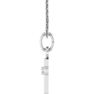 14K White Gold .005 CT Natural Diamond Cross 16" Necklace