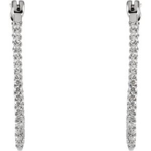 Platinum 1/2 CTW Natural Diamond Inside-Outside Hoop Earrings