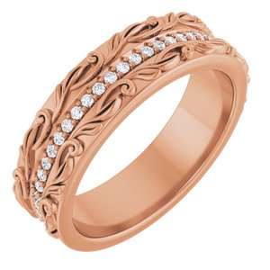 14K Rose Gold 1/4 CTW Lab-Grown Diamond Floral Accented Band