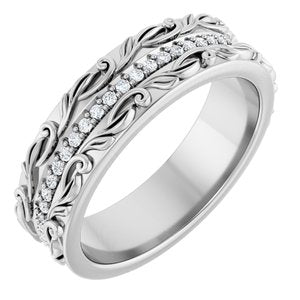 Platinum 1/4 CTW Natural Diamond Floral Accented Band
