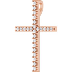 14K Rose Gold 1/10 CTW Natural Diamond Cross Pendant