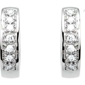 14K White Gold 1/6 CTW Natural Diamond 12.1 mm Hoop Earrings