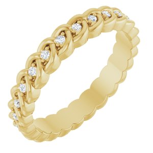 14K Yellow Gold 1/10 CTW Lab-Grown Diamond Rope Eternity Band Size 4