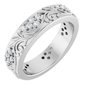 Platinum 1/2 CTW Lab-Grown Diamond Floral Band