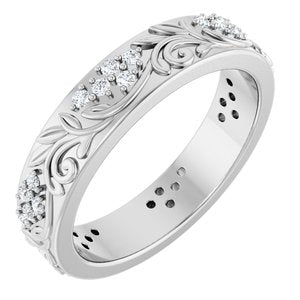 Platinum 1/2 CTW Lab-Grown Diamond Floral Band