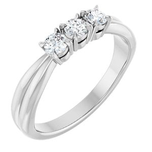 14K White Gold 1/4 CTW Natural Diamond Three-Stone Anniversary Band
