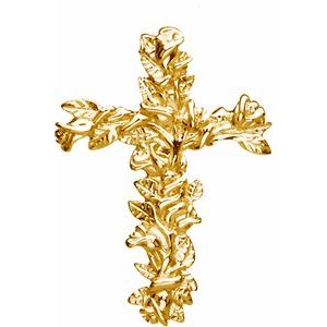 10K Yellow Gold 26.5x19.25 mm Floral-Inspired Cross Pendant