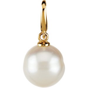14K Yellow Cultured White Freshwater Pearl Charm/Pendant