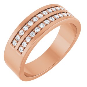 14K Rose Gold 3/8 CTW Lab-Grown Diamond Double Row Tapered Band