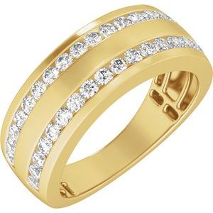 14K Yellow Gold 3/4 CTW Natural Diamond Tapered Band