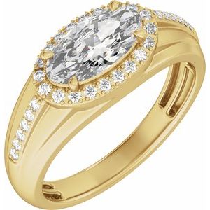 14K Yellow Gold 1 3/4 CTW Lab-Grown Diamond Halo-Style Tapered Band