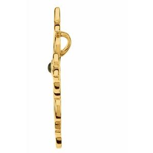 14K Yellow Gold Natural Peridot Cross Pendant