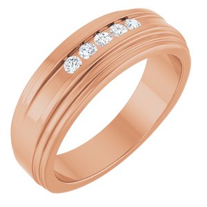 14K Rose Gold 1/6 CTW Natural Diamond Band