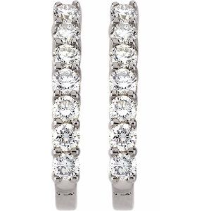 14K White Gold 1 CTW Natural Diamond J-Hoop Earrings