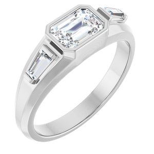 14K White Gold 1 1/2 CTW Lab-Grown Diamond Three-Stone Band