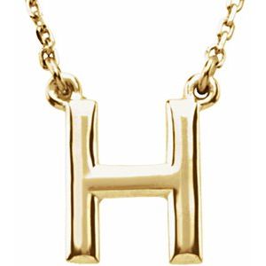 14K Yellow Gold Block Initial H 16" Necklace