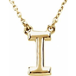 14K Yellow Gold Block Initial I 16" Necklace