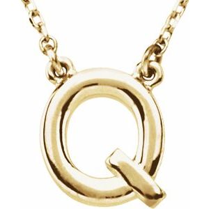 14K Yellow Gold Block Initial Q 16" Necklace
