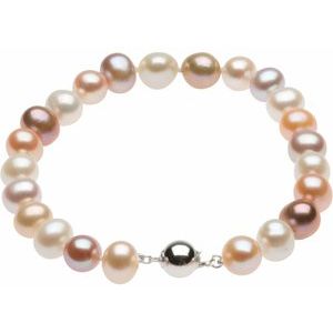 Sterling Silver Cultured Multi-Color Freshwater Pearl 7 3/4" Bracelet