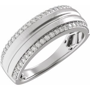 14K White Gold 1/2 CTW Natural Diamond Tapered Comfort-Fit Half Round Band