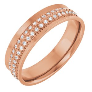 14K Rose Gold 3/8 CTW Lab-Grown Diamond Concave Band Size 11