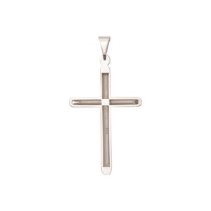 14K White Gold 33.25x19 mm Unadorned Cross Pendant