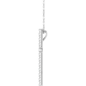 14K White Gold 1 CTW Lab-Grown Diamond French-Set Cross 16-18" Necklace