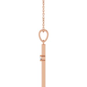 14K Rose Gold .06 CT Natural Diamond Cross 16-18" Necklace