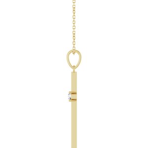 14K Yellow Gold 1/10 CT Natural Diamond Cross 16-18" Necklace