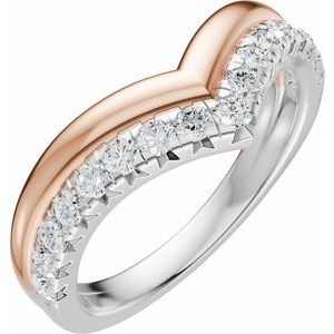 14K Rose/White Gold 1/3 CTW Lab-Grown Diamond Contour Band