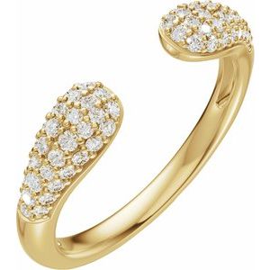14K Yellow Gold 1/3 CTW Natural Diamond Open Band Size 6