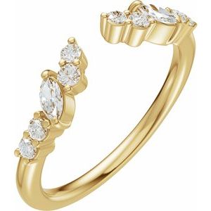 14K Yellow Gold 1/4 CTW Natural Diamond Open Band Size 4